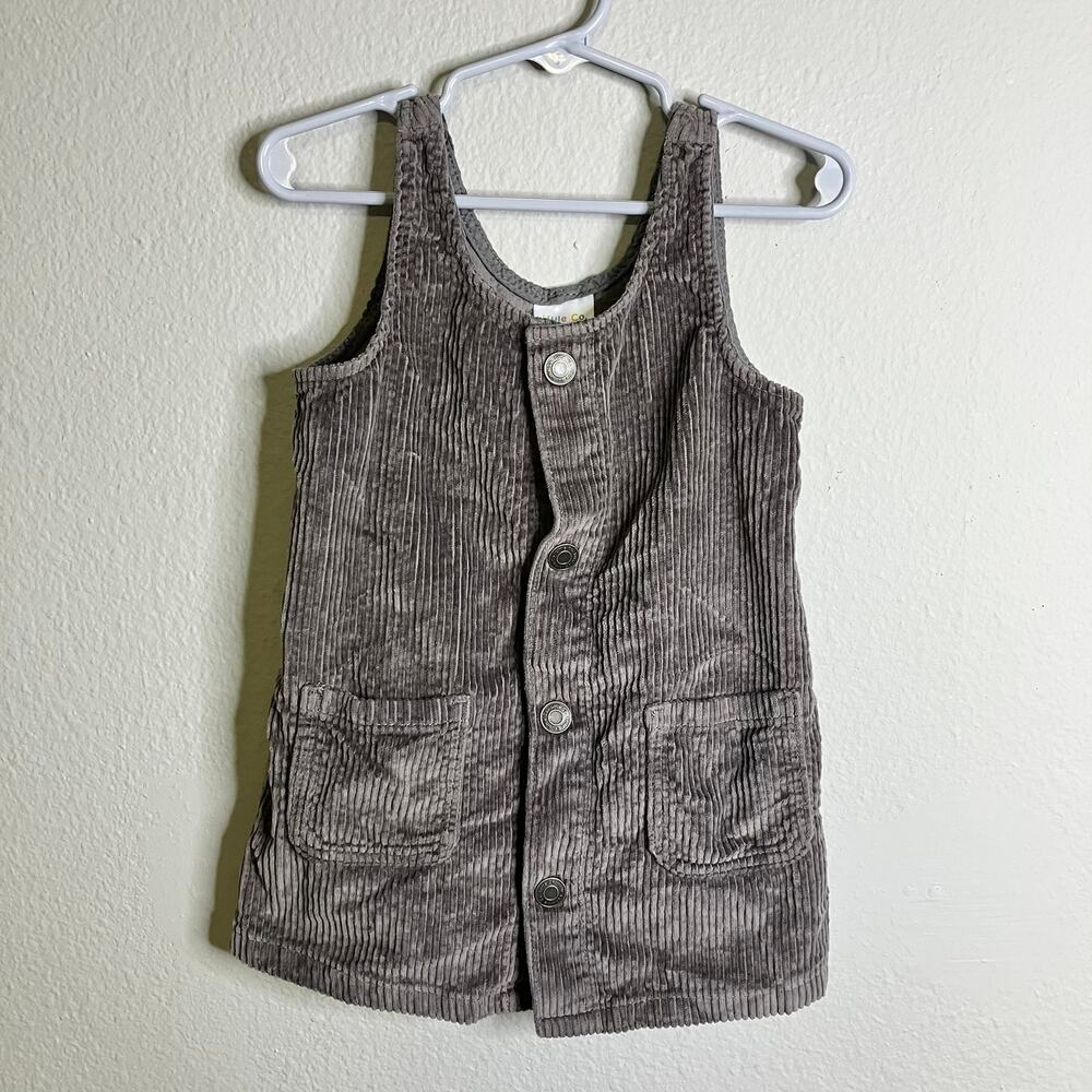 Little Co Lauren Conrad Size 24m Grey Corduroy Overall Dress Pinafore
